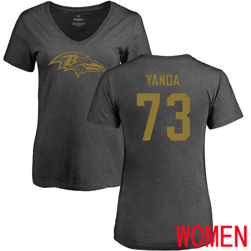 Baltimore Ravens Ash Women Marshal Yanda One Color NFL Football #73 T Shirt